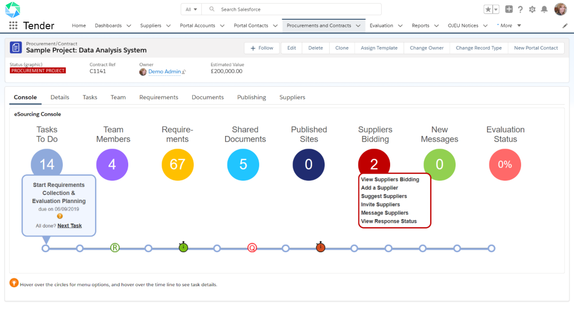 screenshot of Atamis Procurement Software